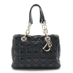 Christian Dior Cannage Tote Bag Chain Shoulder Patent Leather